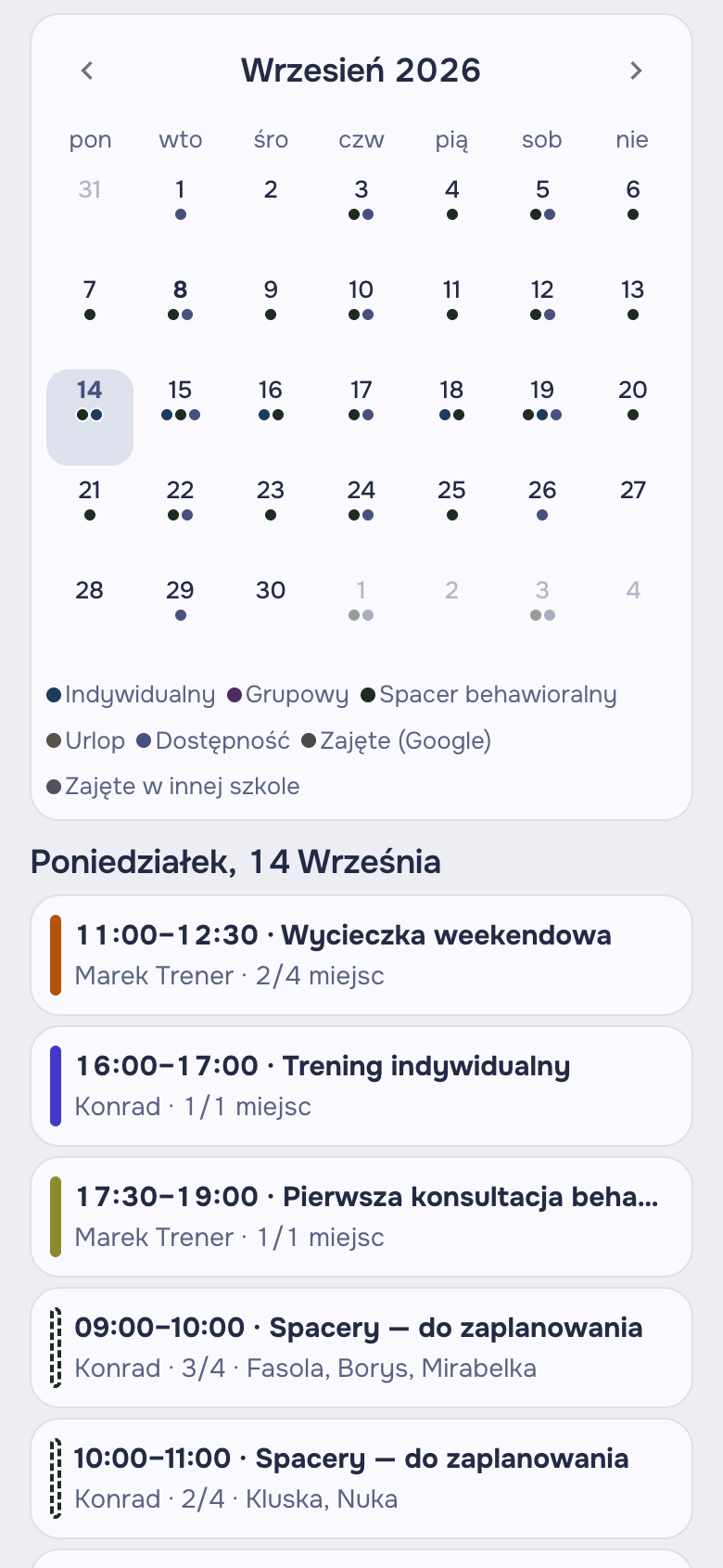 Agenda dnia w telefonie